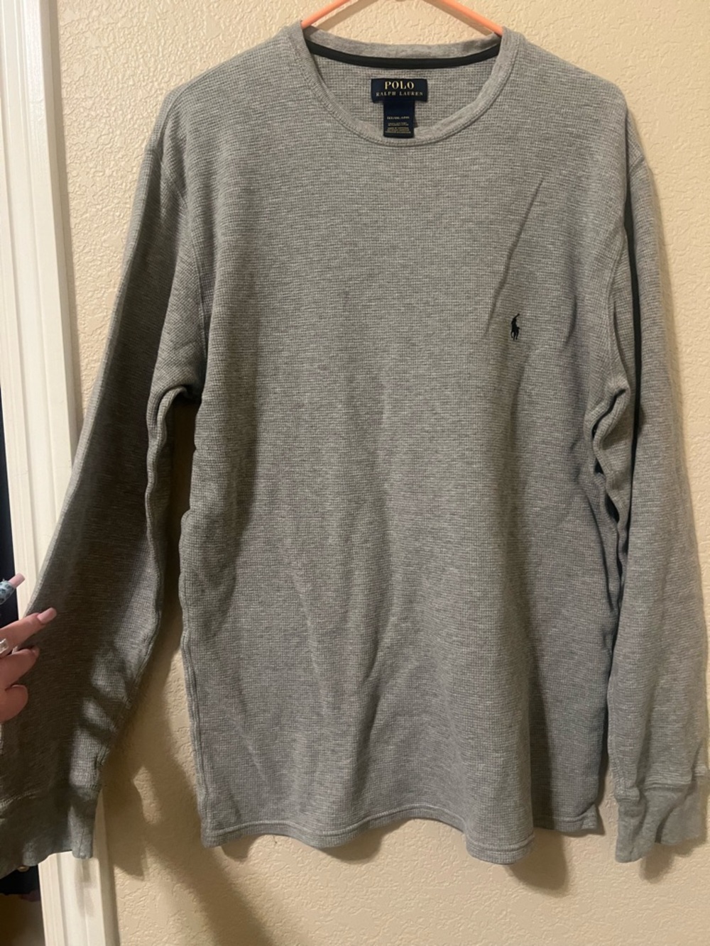 Polo by Ralph Lauren Light Gray Waffle Knit Crewneck